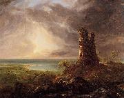 Thomas Cole Romantic Landscape with Ruined Tower oil painting reproduction